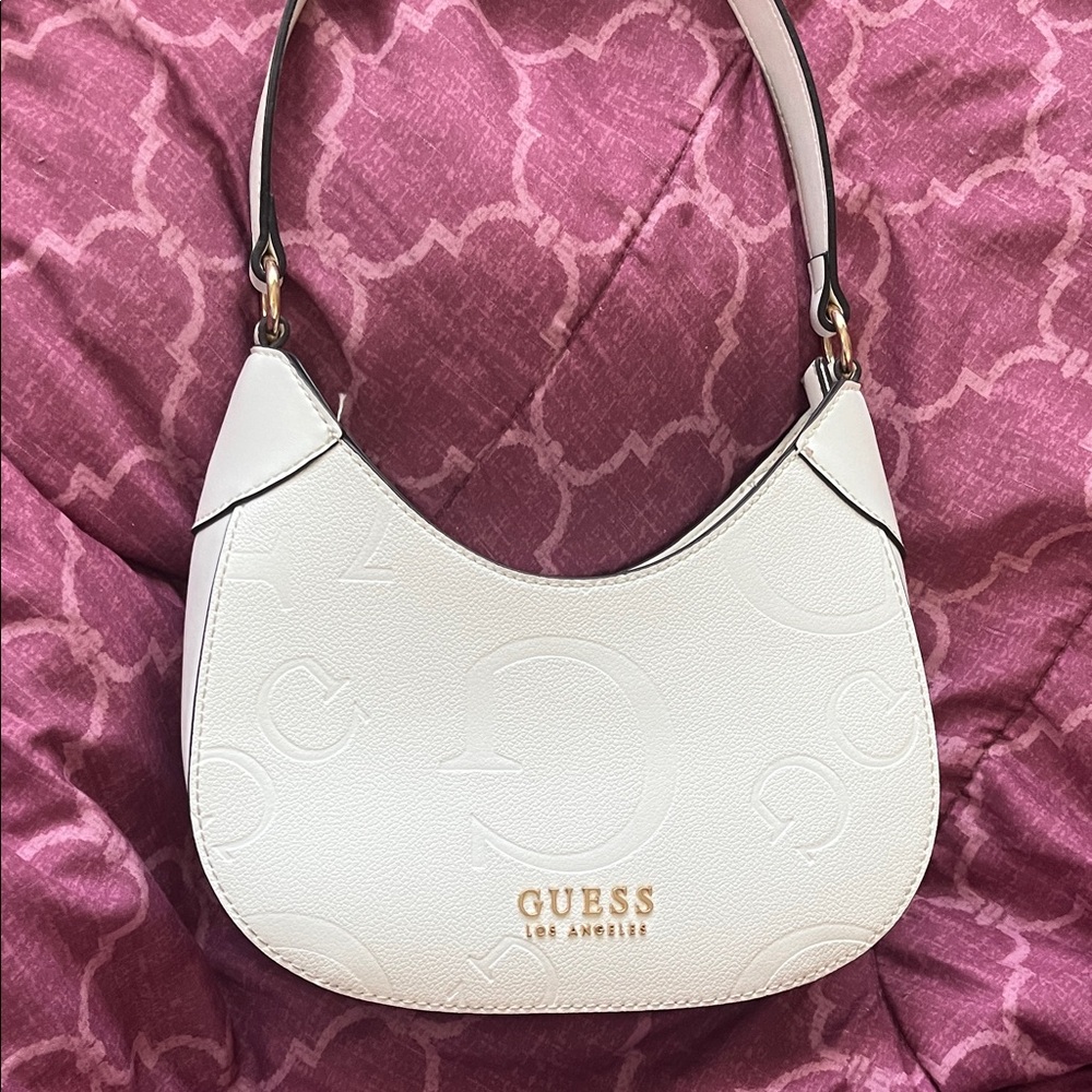 Guess Cream Shoulder Bag with Gold Accents